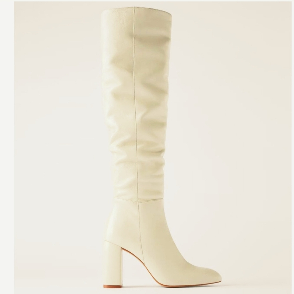 **RARE - ZARA Ivory Genuine Leather Over the Knee Boots BLOGGERS EU 39 US 8.5-9